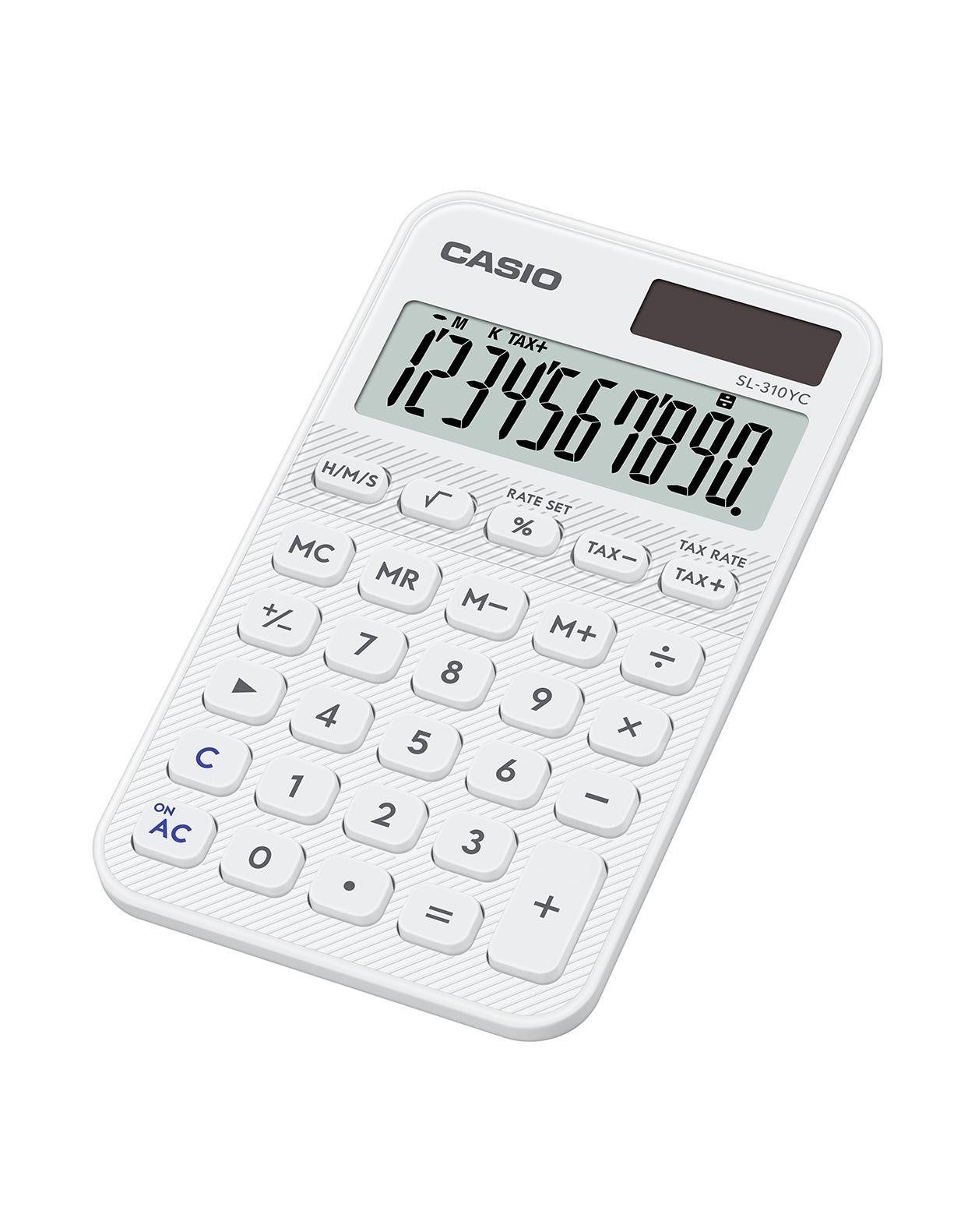 CASIO Taschenrechner SL-310YC, Solar- und Batteriebetrieb, 10-stelliges LC-Display, Rechenfunktionen
