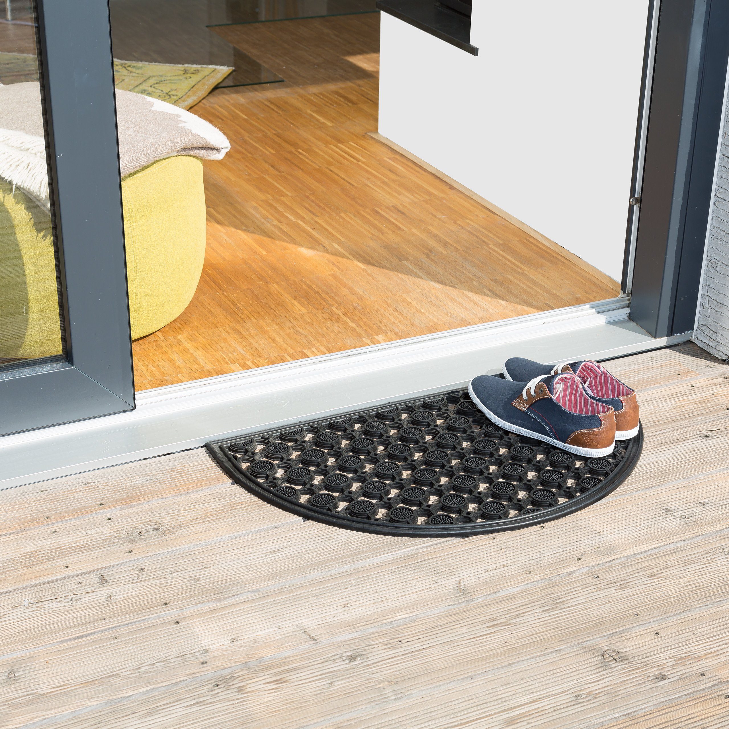relaxdays Fußmatte Fußabtreter Gummi halbrund, Höhe: günstig online kaufen