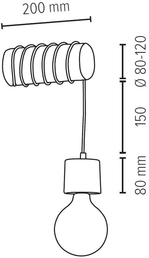 Ø gebeizt Leuchtmittel Holz PINO, Wandleuchte Kiefernholz Holzbalken Light SPOT aus wechselbar, 8-12 grau cm, massivem TRABO