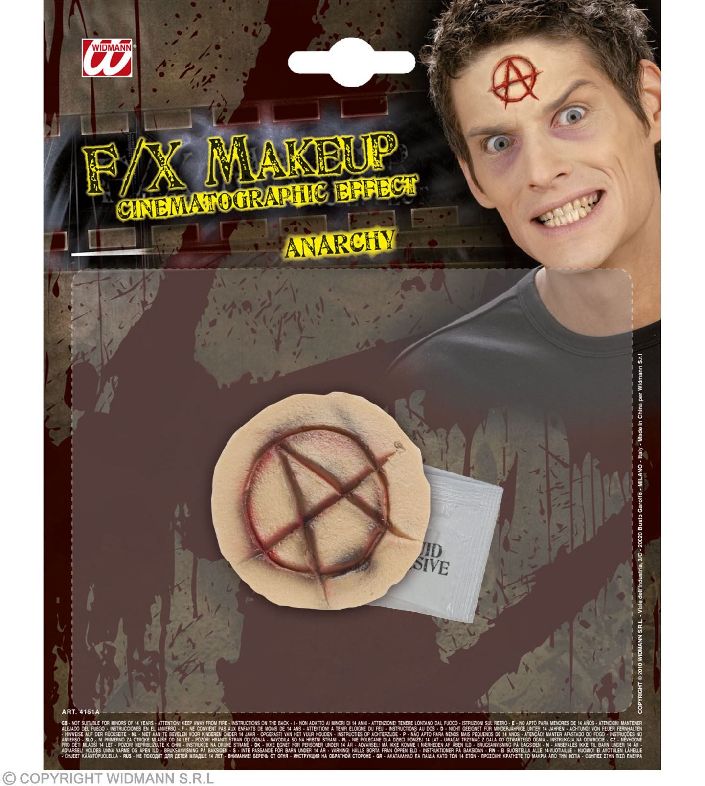 Widmann S.r.l. Schmuck-Tattoo FX Make-up Halloween, Anarchie Symbol