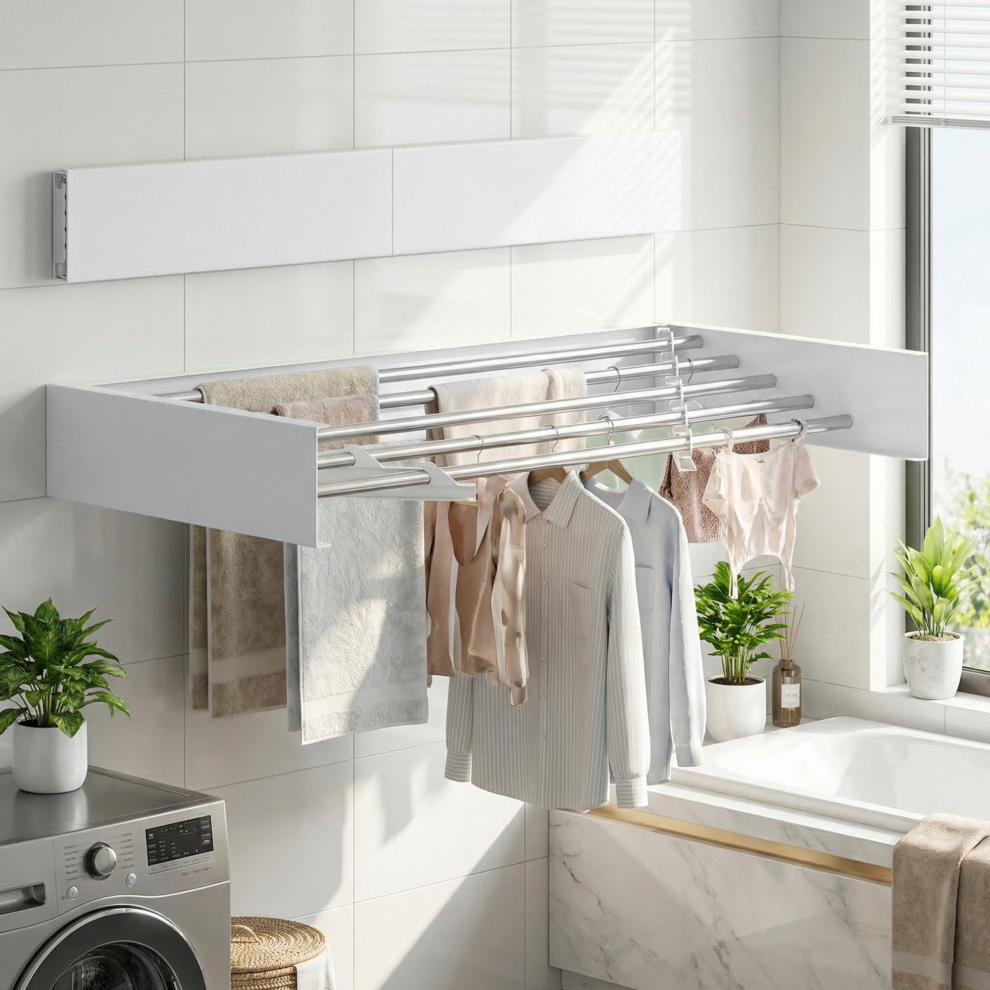 SONGMICS Wäscheständer, Wäschetrockner klappbar 5 Stangen, für innen, außen, 80 cm