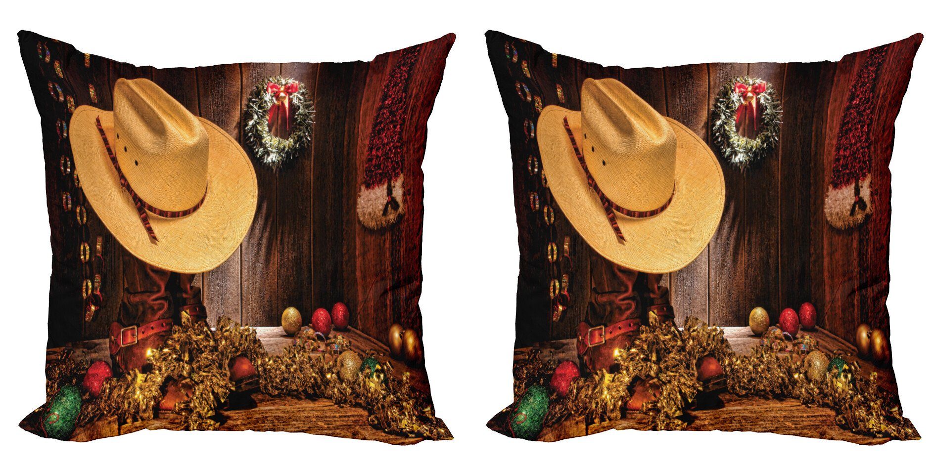 Kissenbezüge Modern Accent Doppelseitiger Digitaldruck, Abakuhaus (2 Stück), Western Urlaub auf dem Bauernhof Weihnachten
