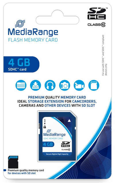 Mediarange Mediarange SDHC Karte 4GB Speicherkarte Class 10 Speicherkarte