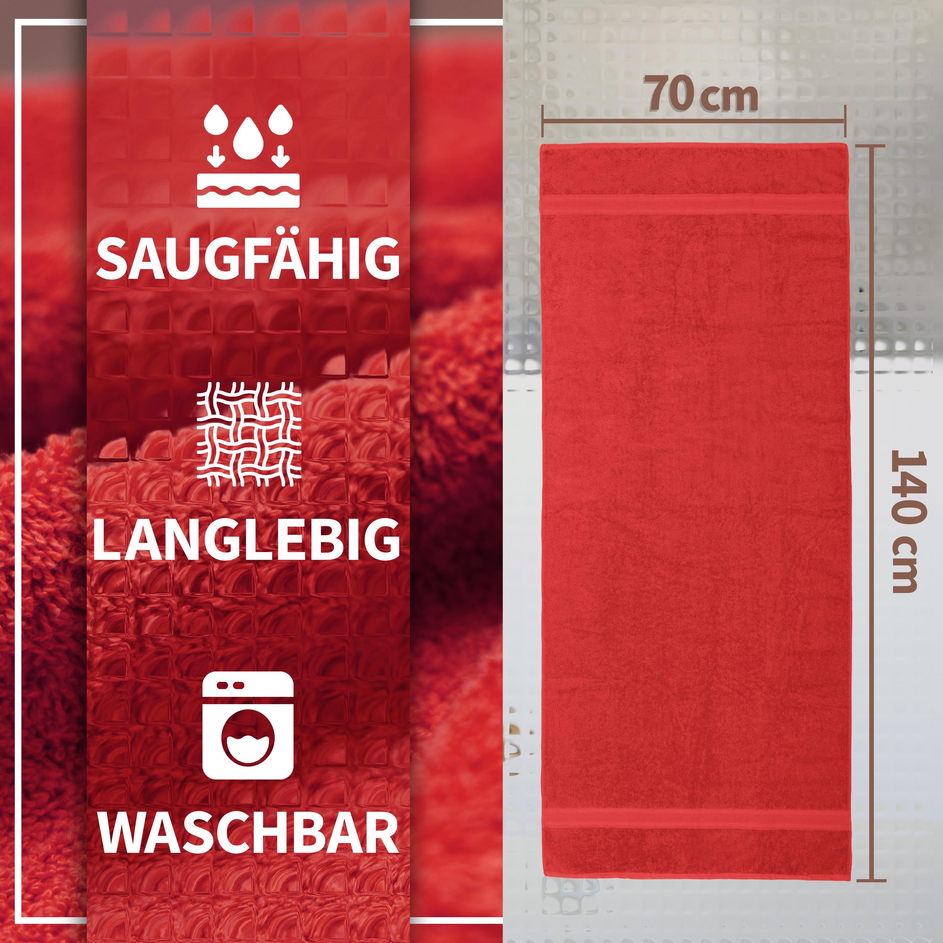 NatureMark Duschtücher 2er-Set Frottier Duschtücher 70x140cm, 100% Baumwolle (2-St), Premium Qualität, DUSCHTUCH, Dusch-Handtuch, 70x140cm, Rot