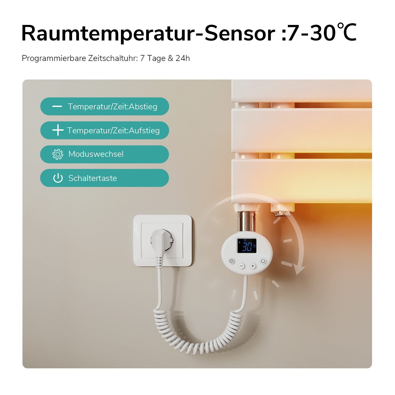 EMKE Elektrischer Badheizkörper WIFI App Steuerung Intelligenter Thermostat günstig online kaufen