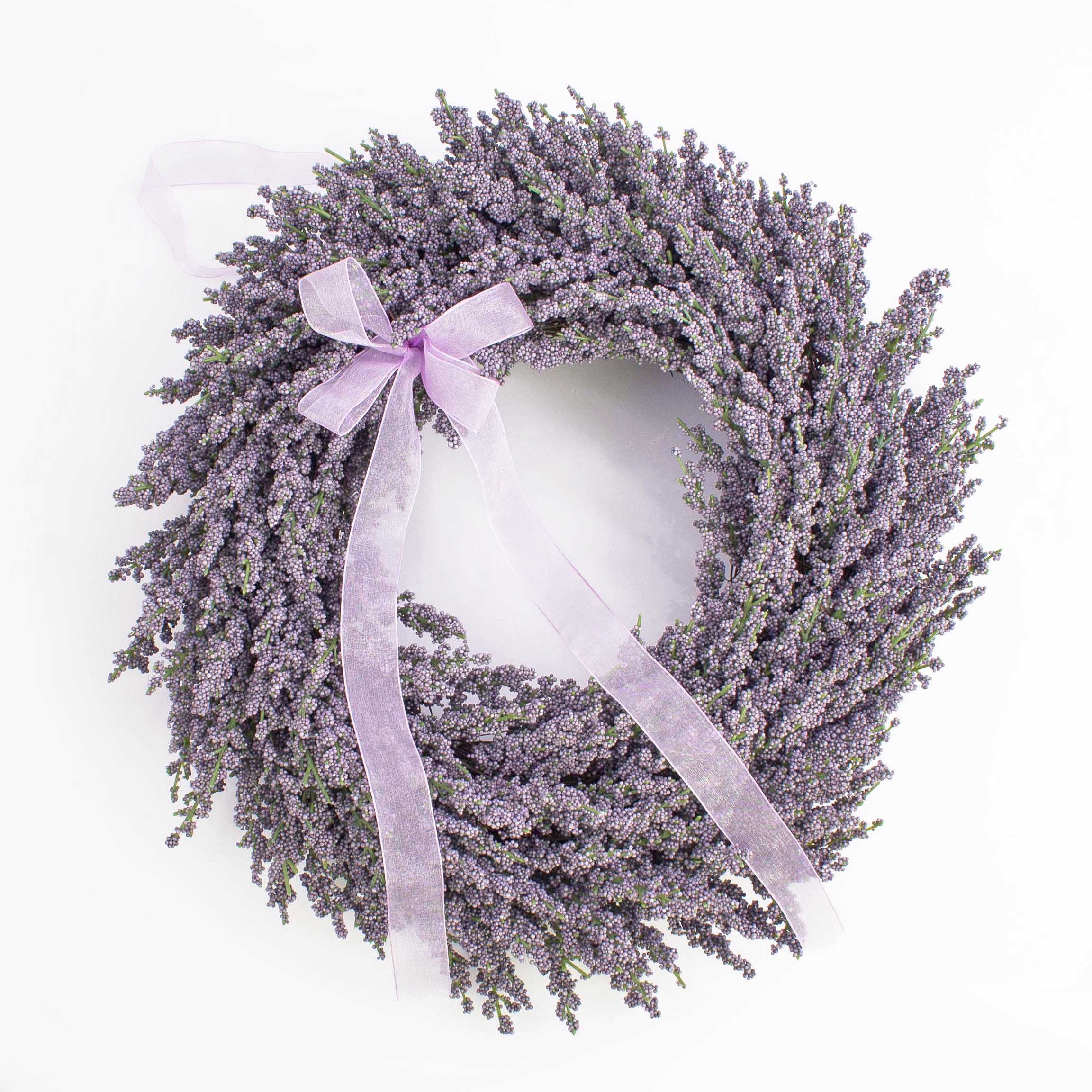Kunstkranz Künstlicher Lavendelkranz auf Rattan, violett, Ø 40cm - Kunstlavendel Lavendel, artplants
