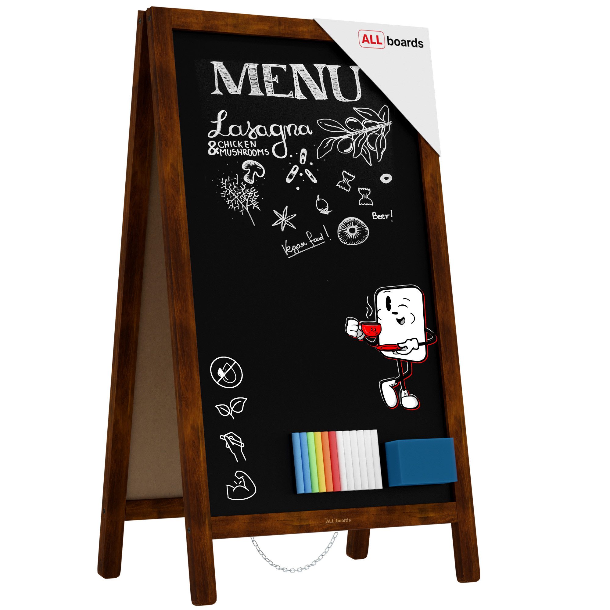 ALLboards Standtafel ALLboards Kundenstopper mit lackiertem Holzrahmen Werbetafel