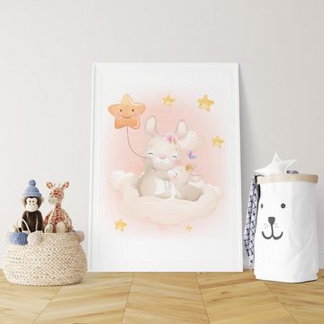 Tigerlino Poster Hase 3er Set Kinderzimmer Bilder Mädchen Babyzimmer Kinderposter