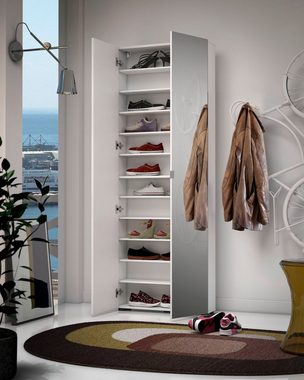 möbelando Schuhschrank SPAZIO (BxHxT: 73,4x200x18,6 cm) in weiß mit 2 Türen und 12 Fächern