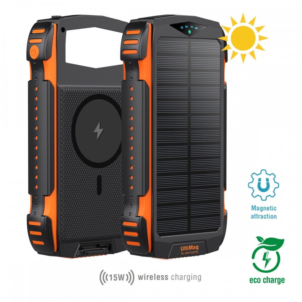 4smarts 4smarts Solar Powerbank 20.000mAh schwarz für Outdoor. Powerbank 4smarts Solar Powerbank (20.000mAh) schwarz, Umweltfreundliche Solarenergie