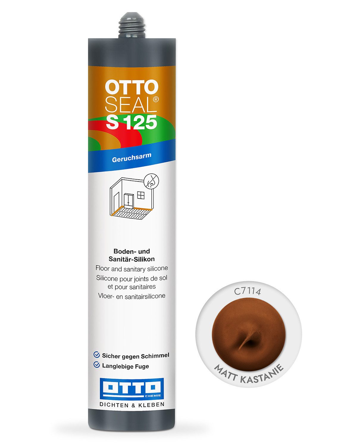 OTTO-Chemie Silikon Ottoseal S125 Boden- und Sanitärsilikon 310ml, Alkoxy-Basis, geruchsarm, universal, optimal für Designbelag