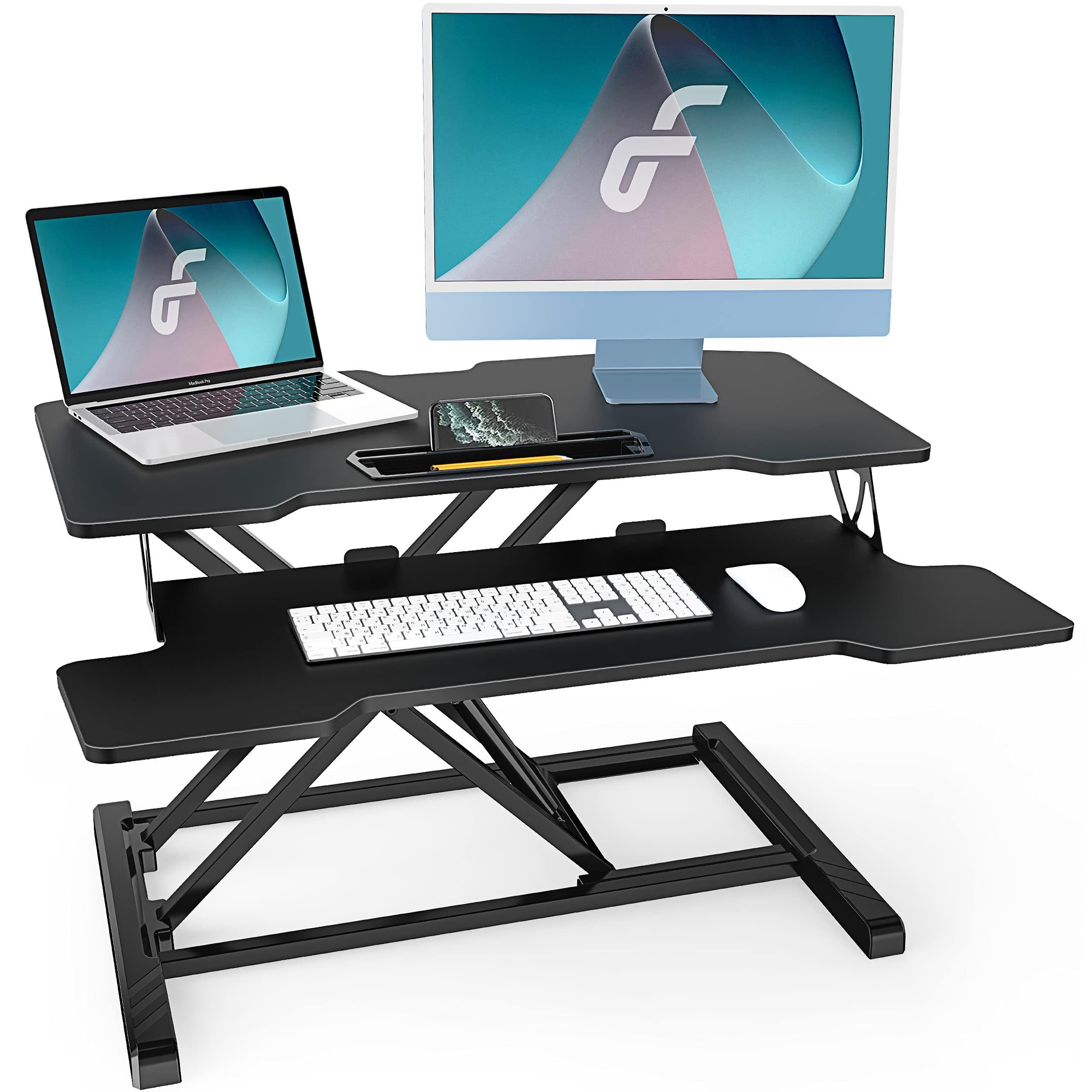 Fenge Schreibtisch »SD315« (Höhenverstellbarer Schreibtischaufsatz  Computertisch Sitz-Steh-Schreibtisch Stehpult), mit Tastaturablage und  Tablet-Halter online kaufen | OTTO