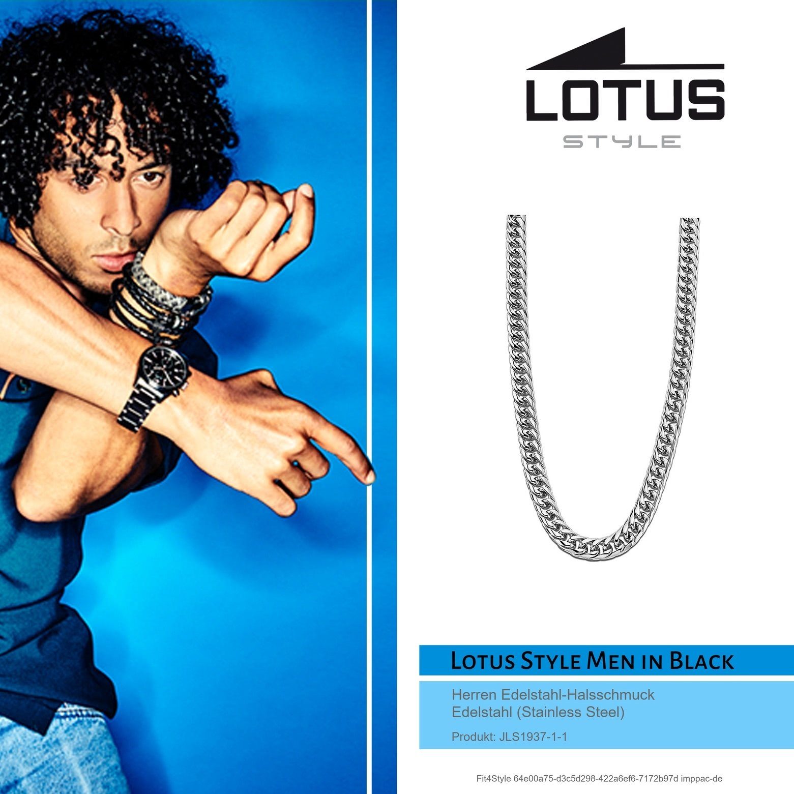 Style Edelstahl Edelstahlkette für LOTUS Steel) Lotus (Stainless Halsketten (Halskette), silber Halskette Herren Style
