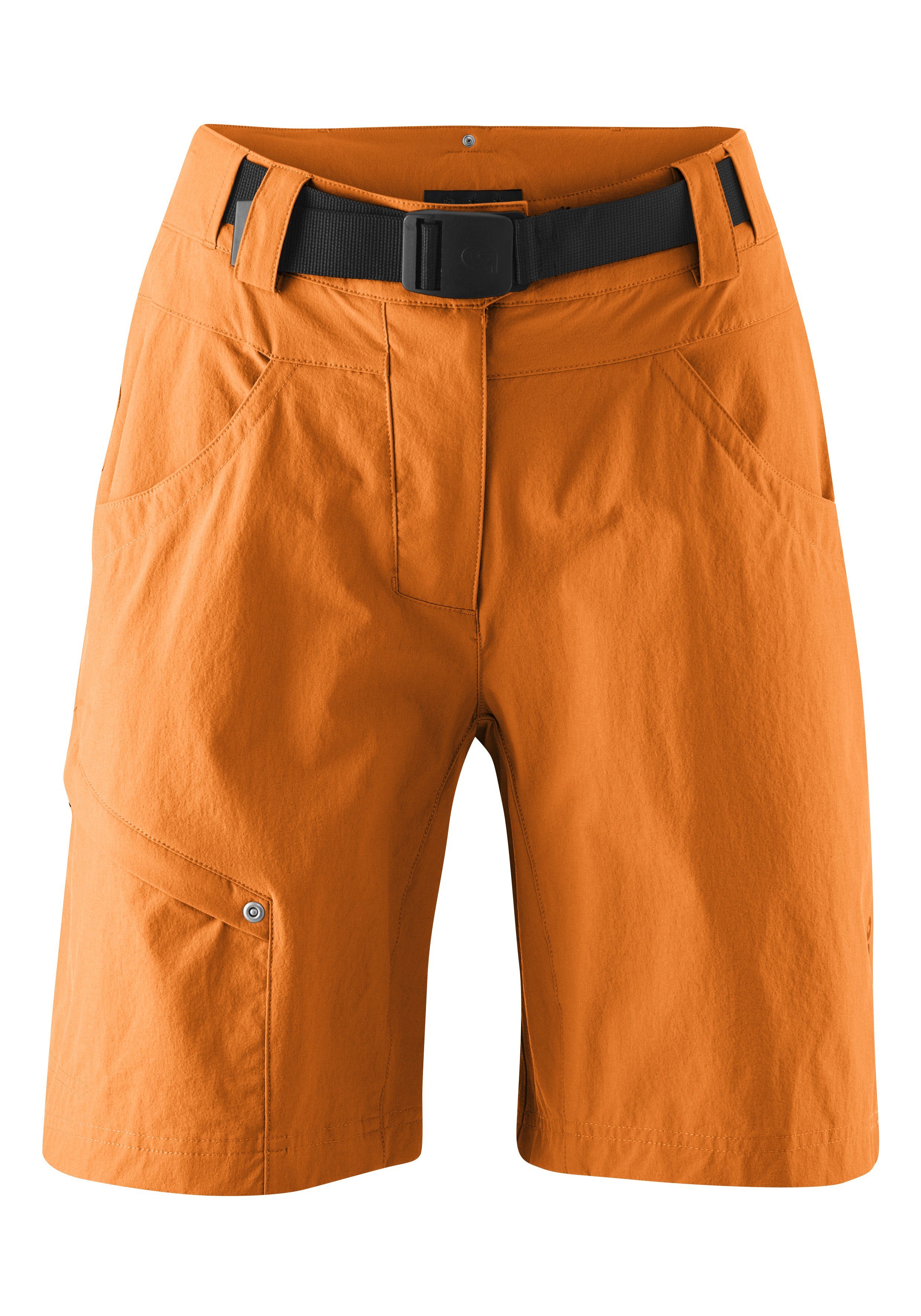 Gonso Fahrradhose Mira kurze Damen Radhose mit Sitzpolster, wasserabweisend, inkl. Gürtel orange