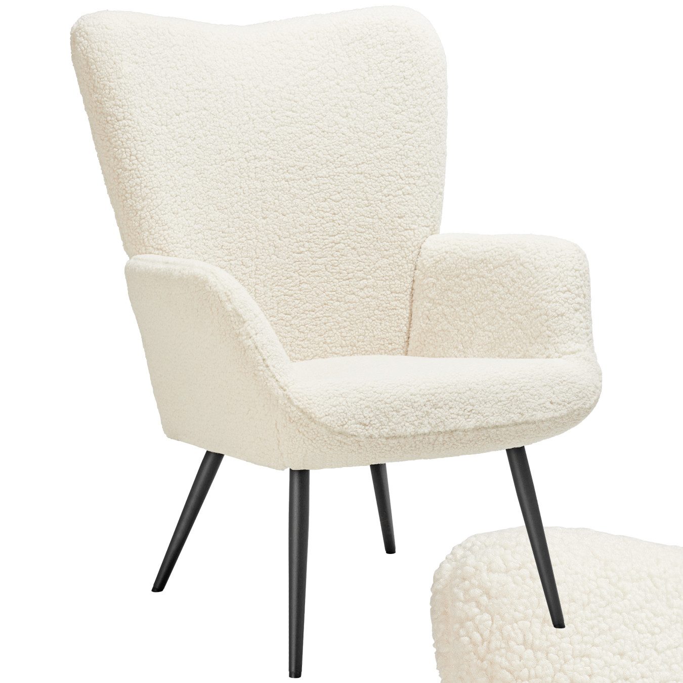 tectake Relaxsessel Sessel Hygge gepolstert, Bouclé-Stoff, günstig online kaufen