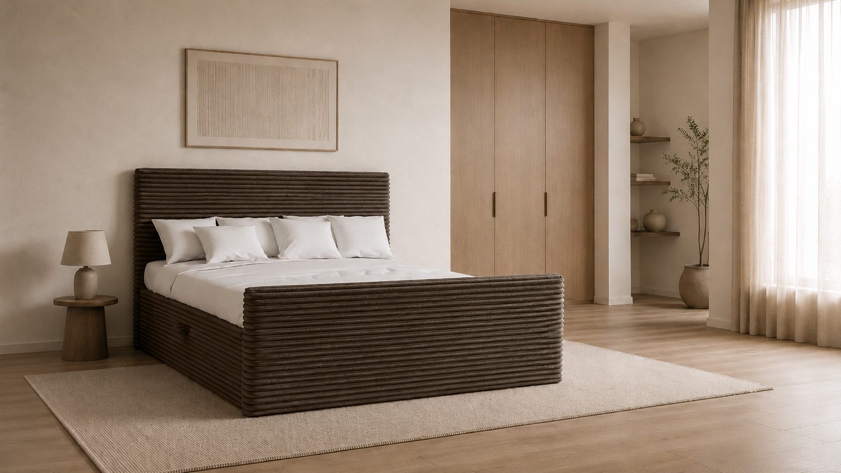 Kaiser Möbel Boxspringbett Trento mit Bettkasten, Topper und Bonellmatratze, VELO Stoff (Komplett-Set (Bettgestell, Matratze, Topper), mit Topper mit Bettkasten antibakterieller Bezug einfache Montage