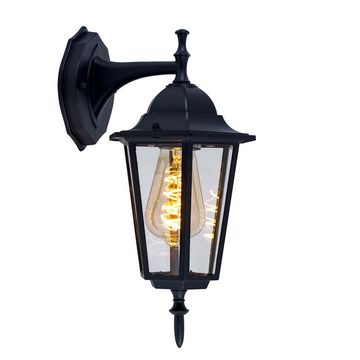 etc-shop Außen-Wandleuchte, Leuchtmittel nicht inklusive, Wandleuchte Aussen Laterne Wandlaterne Hoflampe schwarz