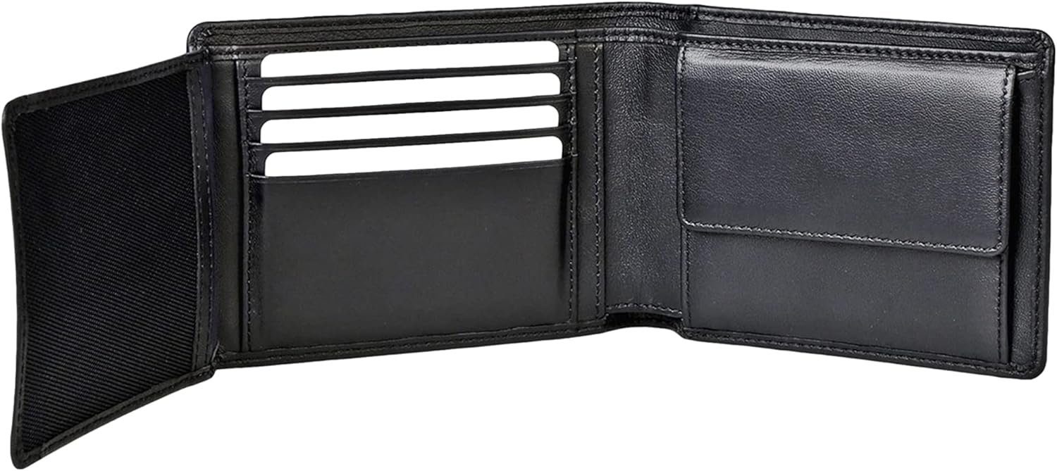 D Bear Portemonnaie aus Geldbörse und Brown Nappa Schwarz Echtleder, klassisches Modell RFID-Schutz Schwarz Kartenfächern 9 Herren 8005 mit