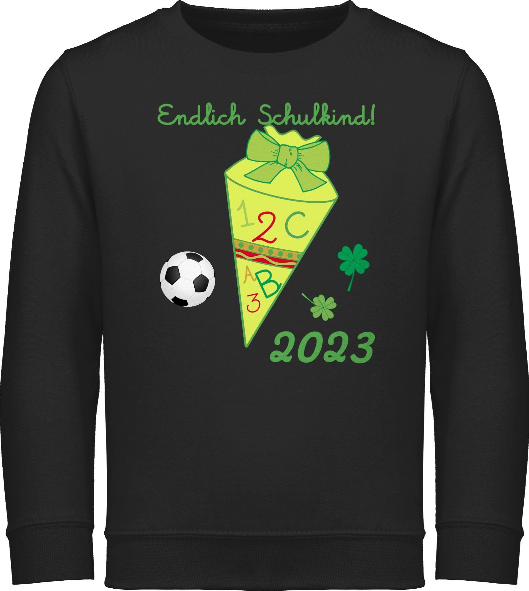 Shirtracer Sweatshirt 2023 ABC Endlich gelb/grün 3 Schulkind Schwarz Schultüte Mädchen Einschulung
