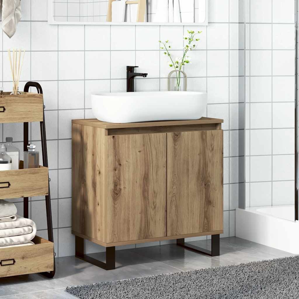 vidaXL Waschbeckenunterschrank Badschrank Artisan-Eiche 58x33x60 cm Holzwerkstoff