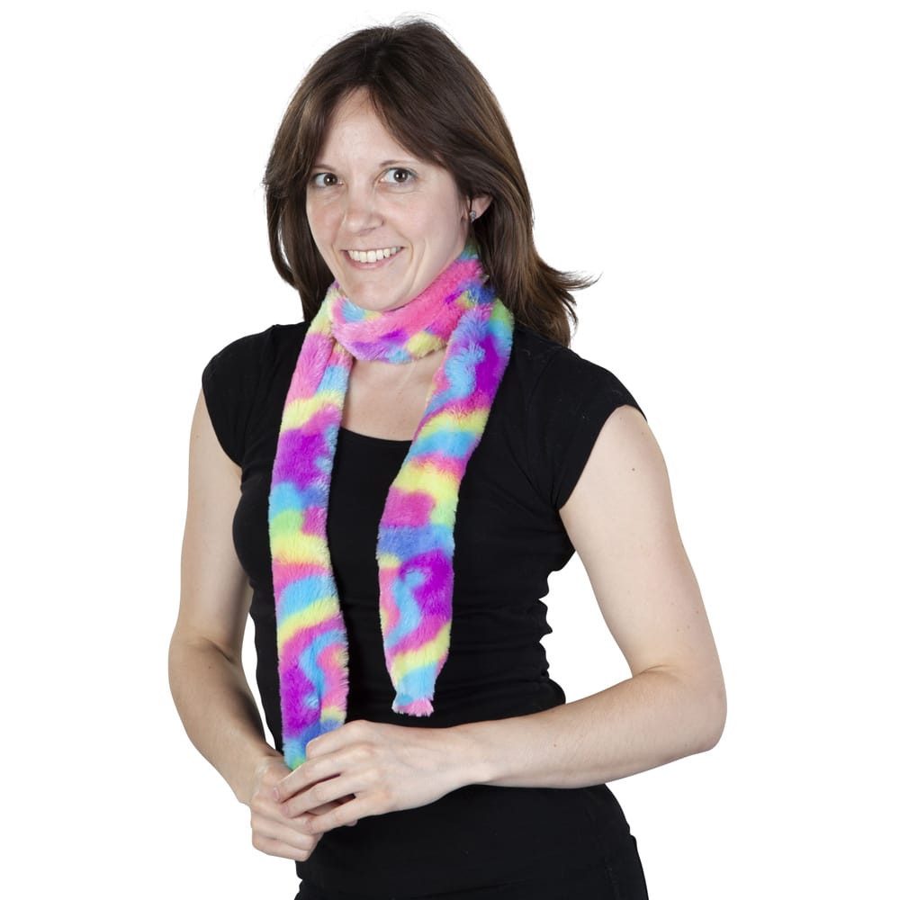 MICA Kostüm Faschingsschal - Regenbogen-Plüsch - für Erwachsene