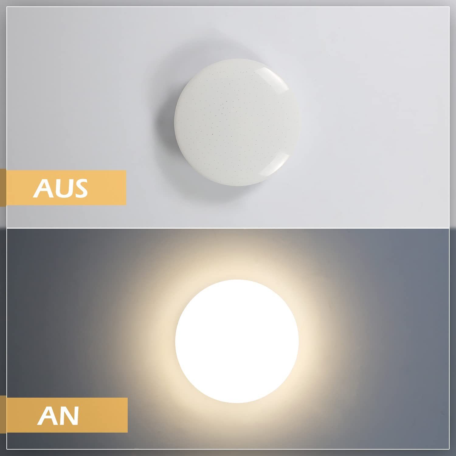 Nettlife LED Deckenleuchte Sternenhimmel Kinderzimmer 15W Ø21cm 3000K/4000K Weiß Deckenlampe, LED fest integriert, für Büro Flur Treppenhaus Esszimmer Schlafzim – Bild 4 von 5