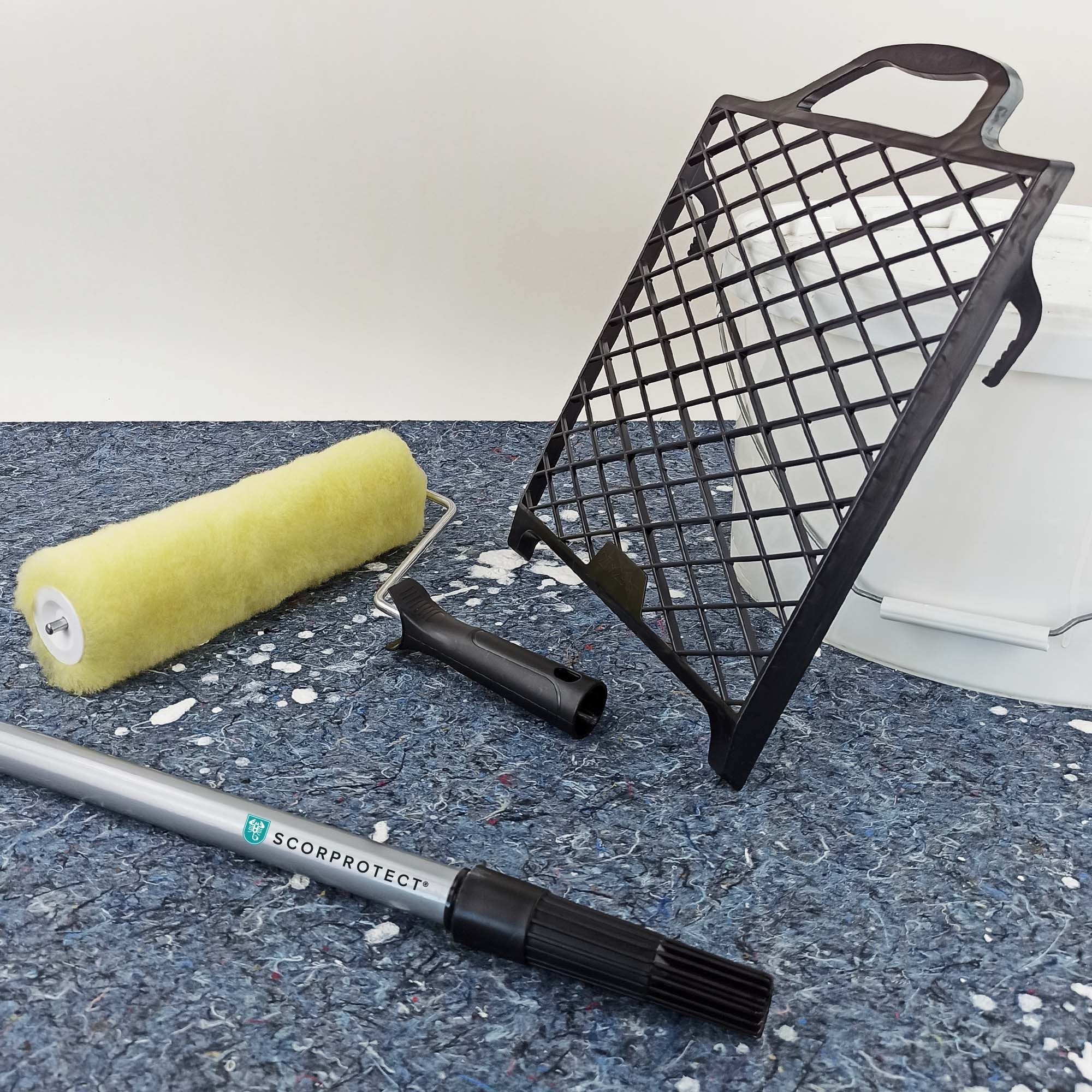 Scorprotect® Farbroller Farbroller-Set 4-teilig mit Teleskopstange und Gitter