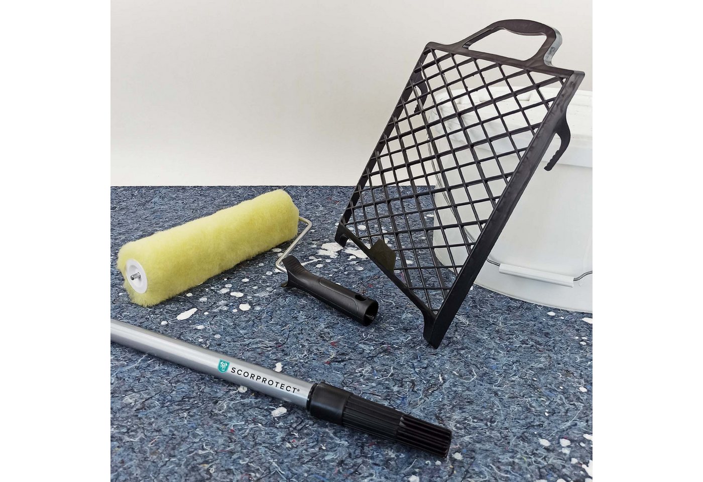 Thumbnail - Scorprotect® Farbroller Farbroller-Set 4-teilig mit Teleskopstange und Gitter