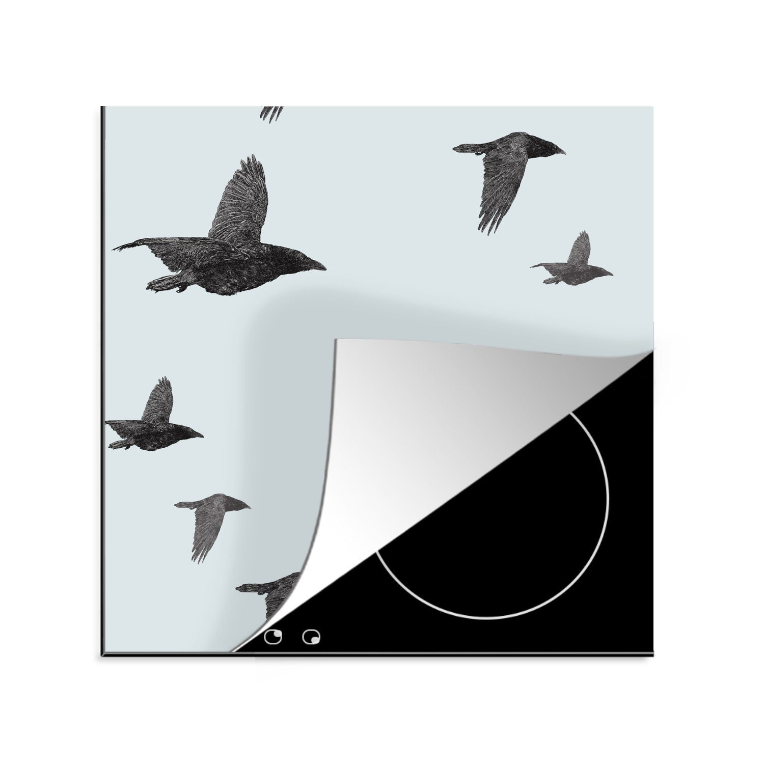 MuchoWow Herdblende-/Abdeckplatte Vögel - Fliegen - Muster, Vinyl, (1 tlg), 78x78 cm, Ceranfeldabdeckung, Arbeitsplatte für küche