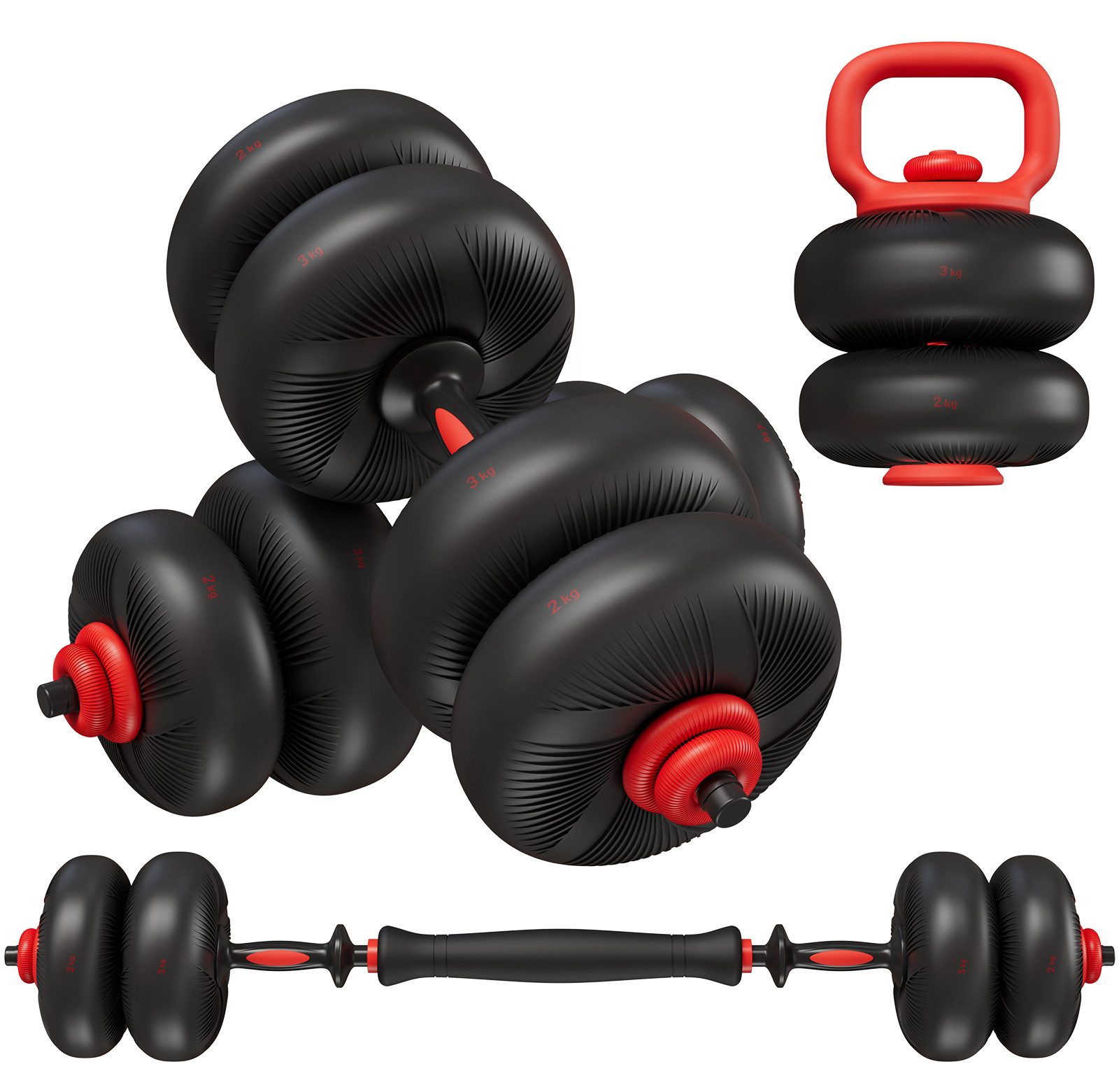 TLGREEN Hantel Verstellbare Kurzhanteln 20/25kg, (4-in-1 Dumbbell Set,Verwendbar als Langhantel, Kettlebell), für Home Gym
