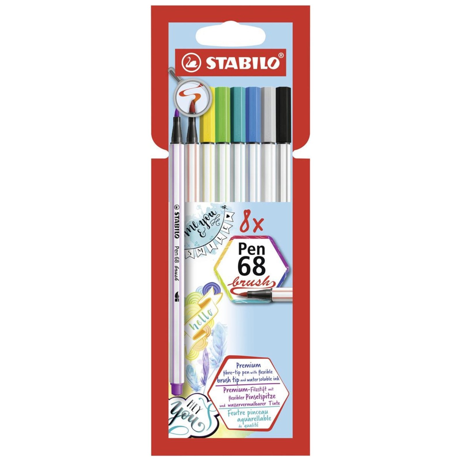 STABILO Pinselstift STABILO Pen 68 brush Premium-Filzstift - 8er Kartonetui