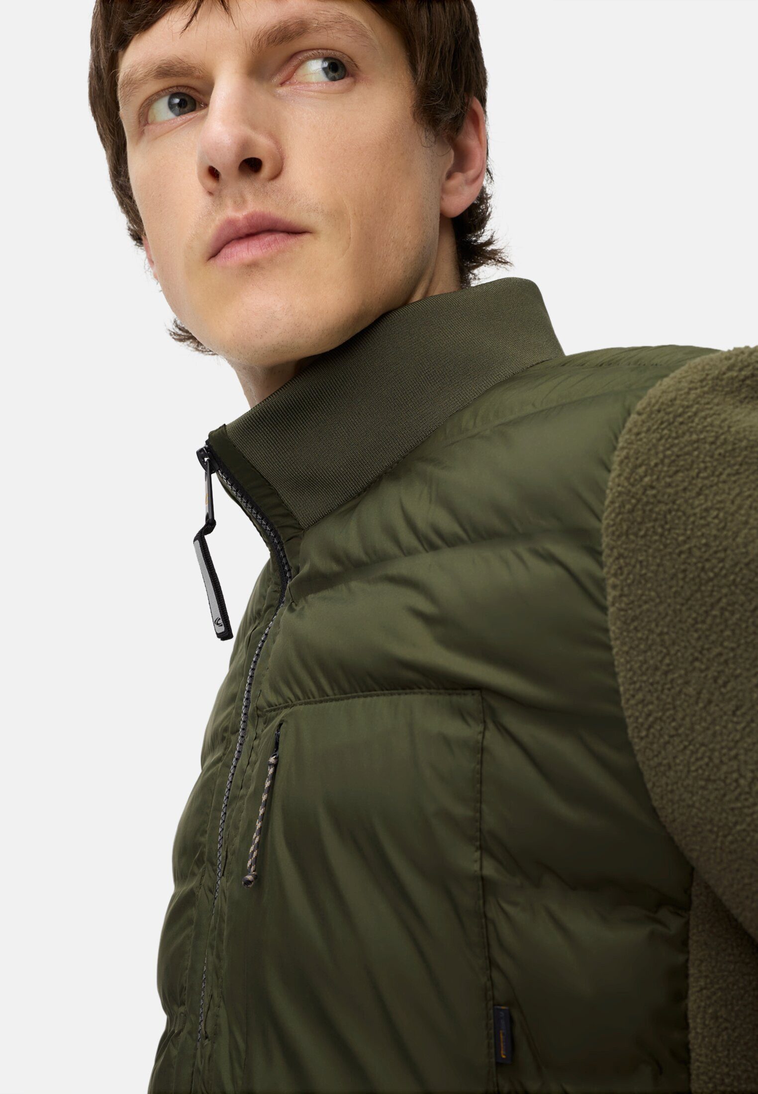 camel active Blouson im Stepp-Fleece-Mix Langarm Markenlabel