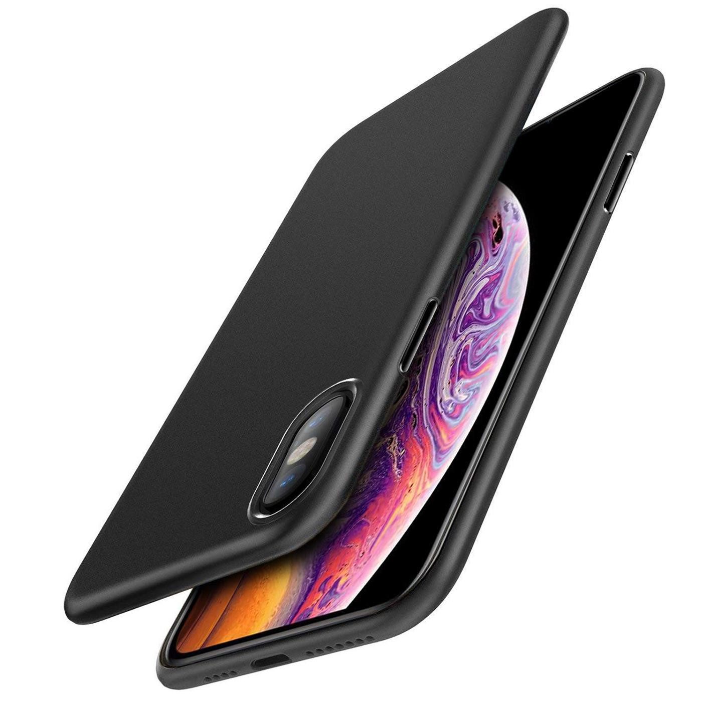 CoolGadget Handyhülle Handy Schutzhülle für Apple iPhone Xs Max matt schwarz 6,5 Zoll, Silikon TPU Hülle Schutz Tasche Cover schlicht Slim Case