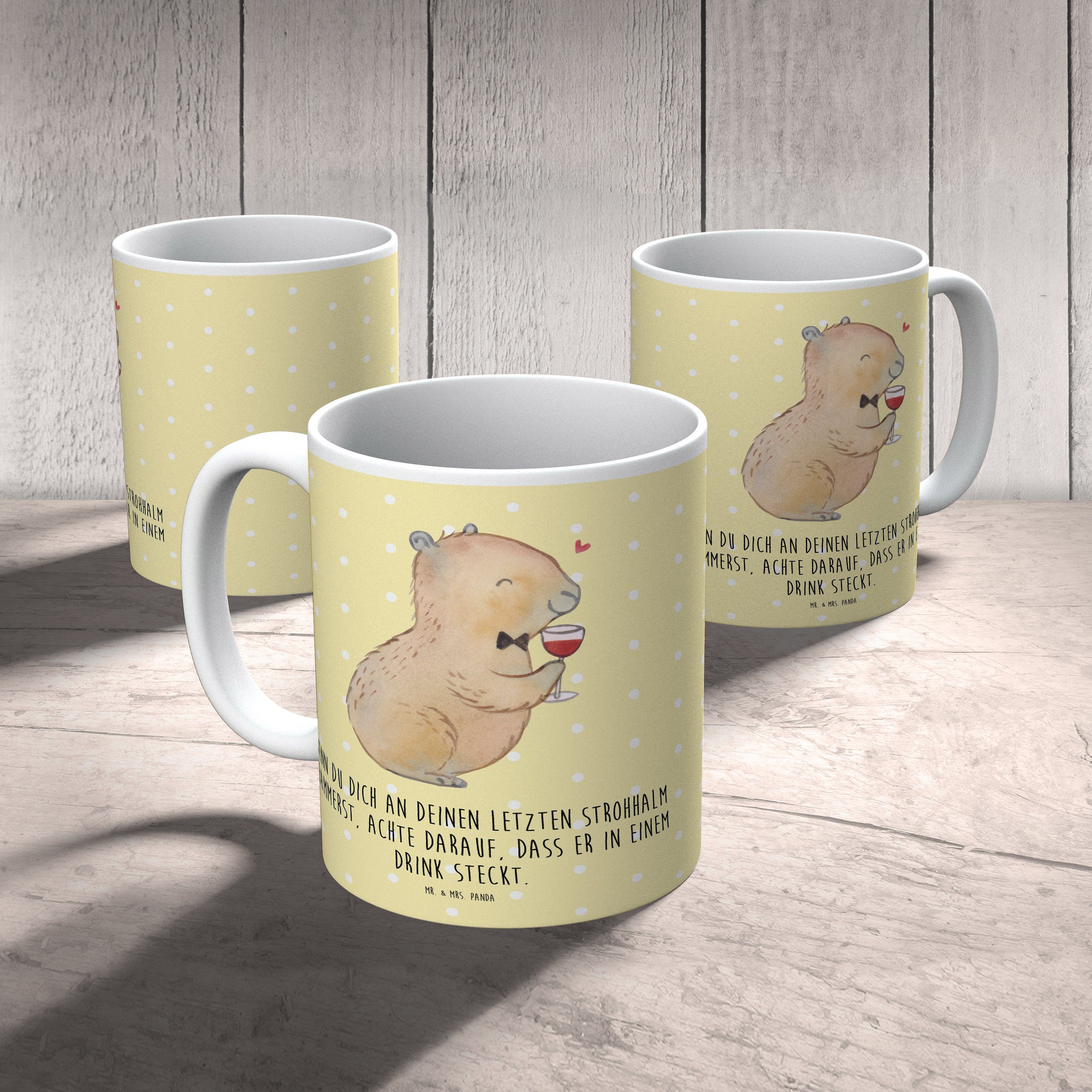 - Geschenk, Sprüche, Kinderbeche, - Mr. Kunststoff Wein Panda Mrs. & Kinderbecher Capybara lustige Gelb Pastell