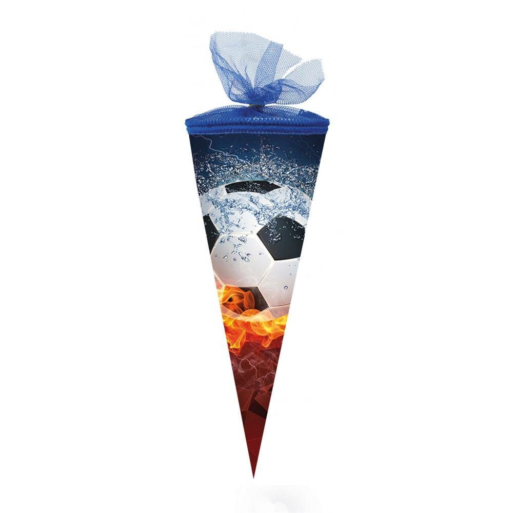 Nestler Schultüte Fußball 2017, 22 cm, rund, mit blauem Tüllverschluss