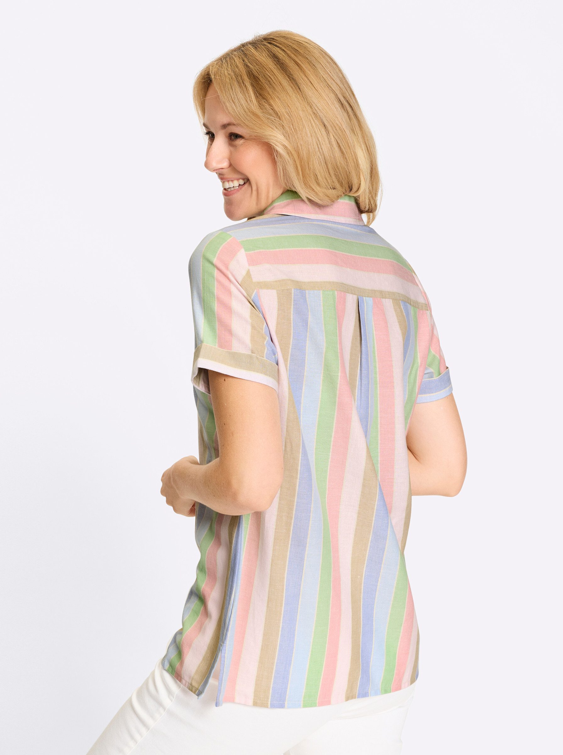 Sieh an! Klassische Bluse Longbluse Kurzarm günstig online kaufen