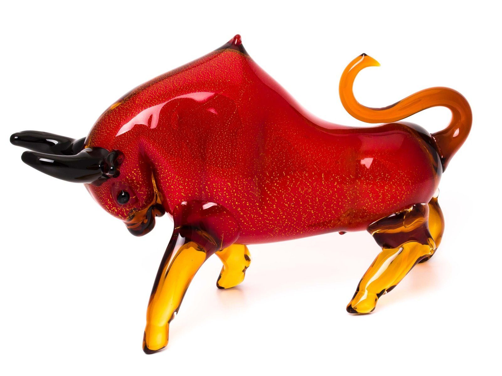 Figur tau glass Dekofigur aus Glas bull 50cm Aubaho Dekoration Stier große Skulptur rot