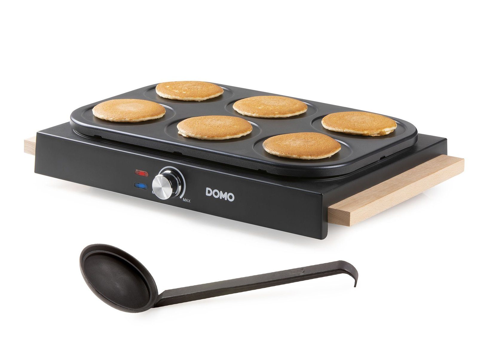 Domo Crêpesmaker, 1000 W, Ø 11.5 cm, 6 süße salzige Pancake Pfannkuchen selber machen Crepes-Eisen Creperie