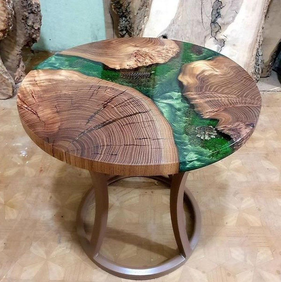 Xlmoebel Couchtisch Stilvoller Epoxidharz Tisch aus Massivholz für das Wohnzimmer, Made in Europa