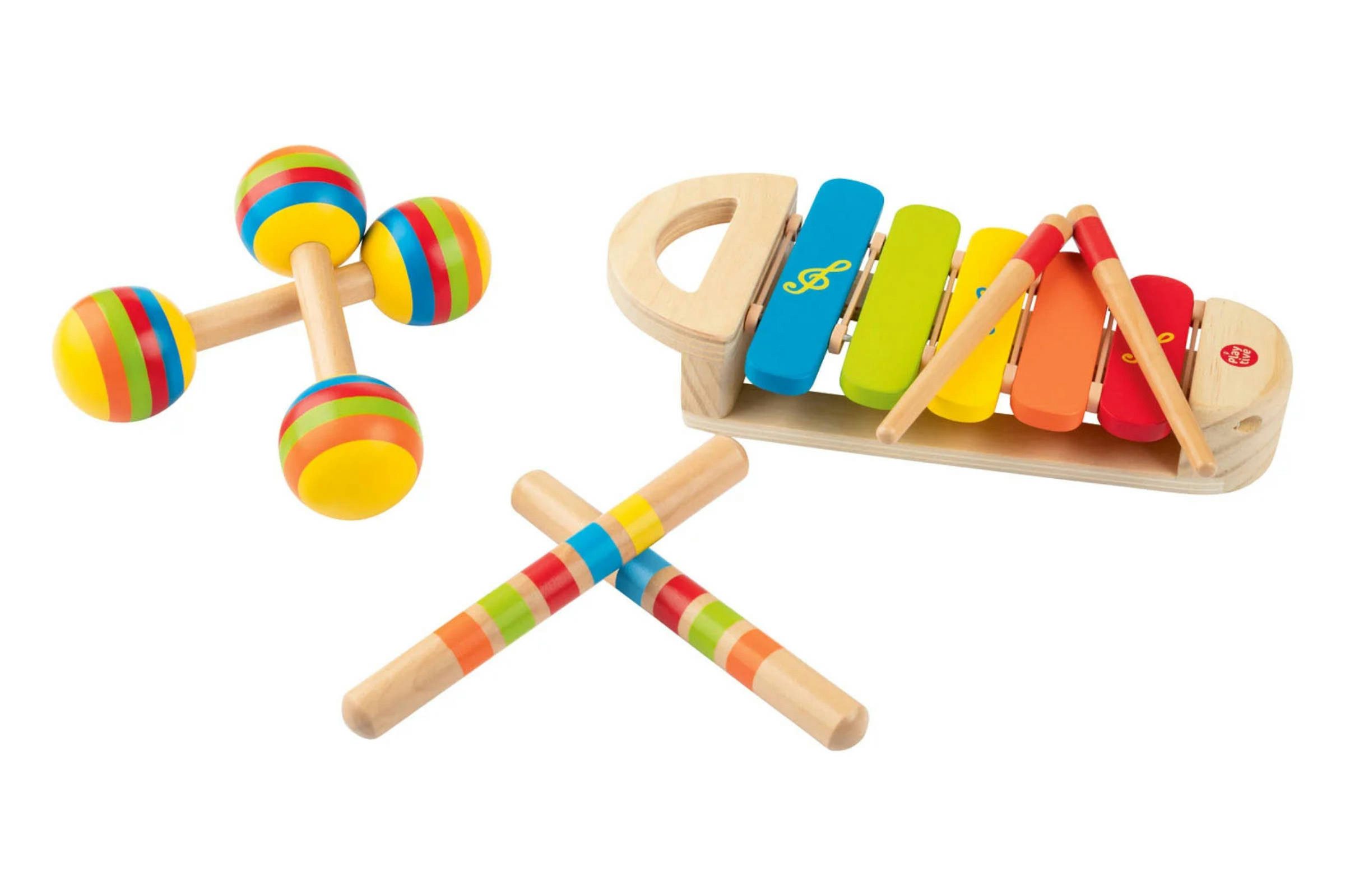 Playtive Spielzeug-Musikinstrument Playtive Musikset Kinder Holz Mini Musikinstrument Musikant Percussion, (7 tlg)