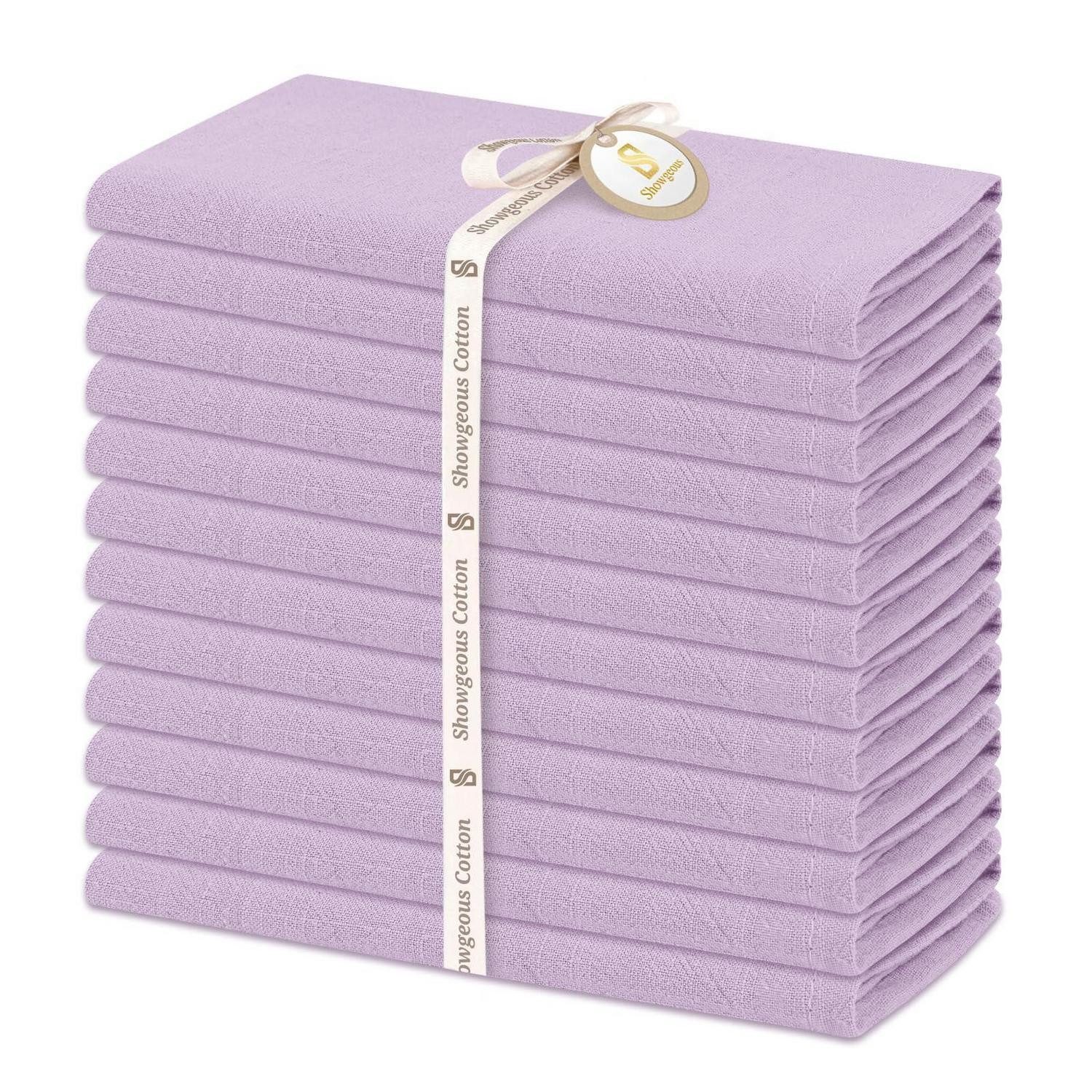 LuxusKollektion Stoffserviette Servietten Baumwolle Leinen Lavendel 40x40, (12 St)