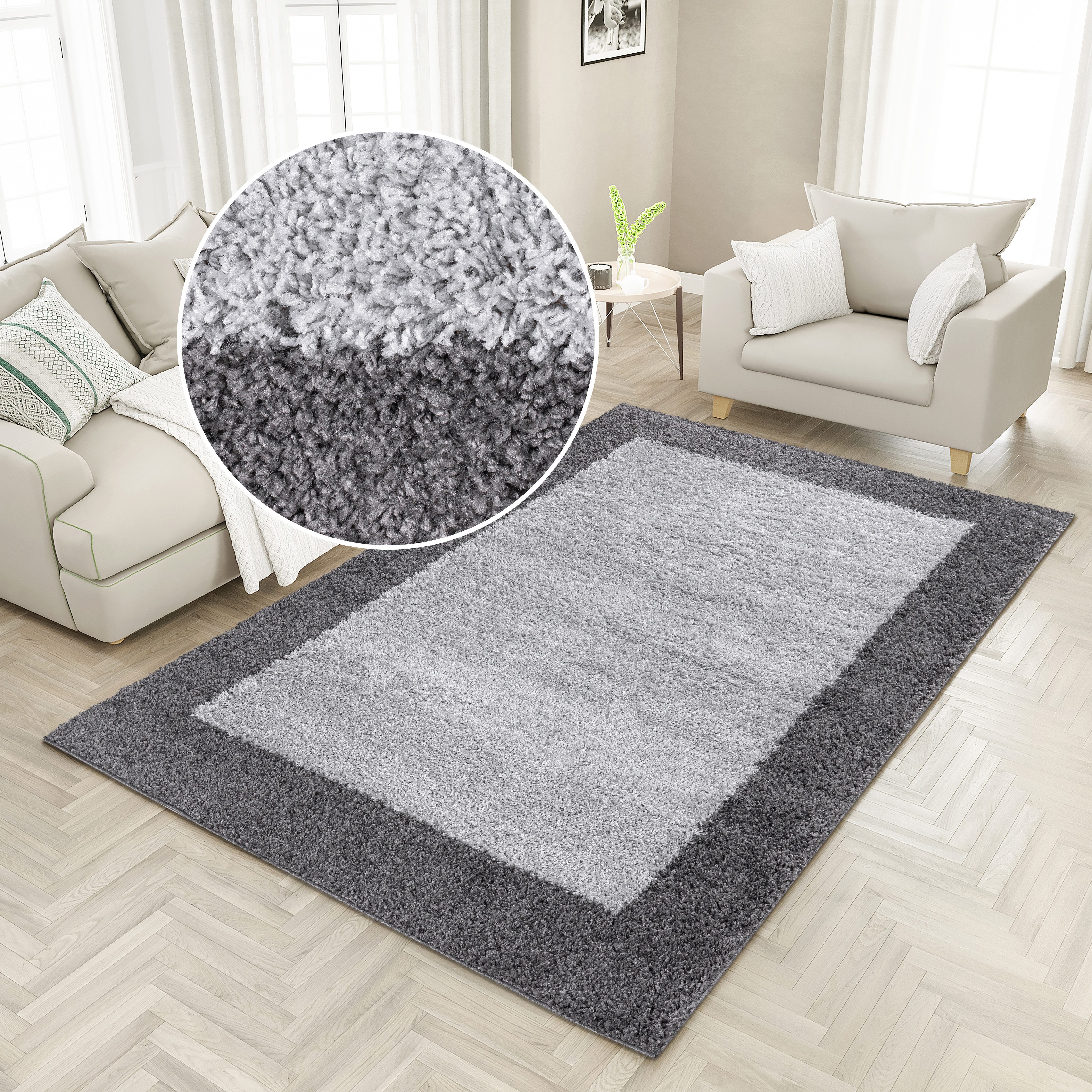 OTTO home Hochflor-Teppich Liams, rechteckig, Höhe: 30 mm, mit Bordüre, bes günstig online kaufen