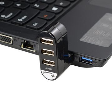 Bolwins O39 USB 2.0 Hub 3x Port Verteiler Adapter drehbar 180° für PC Laptop USB-Adapter