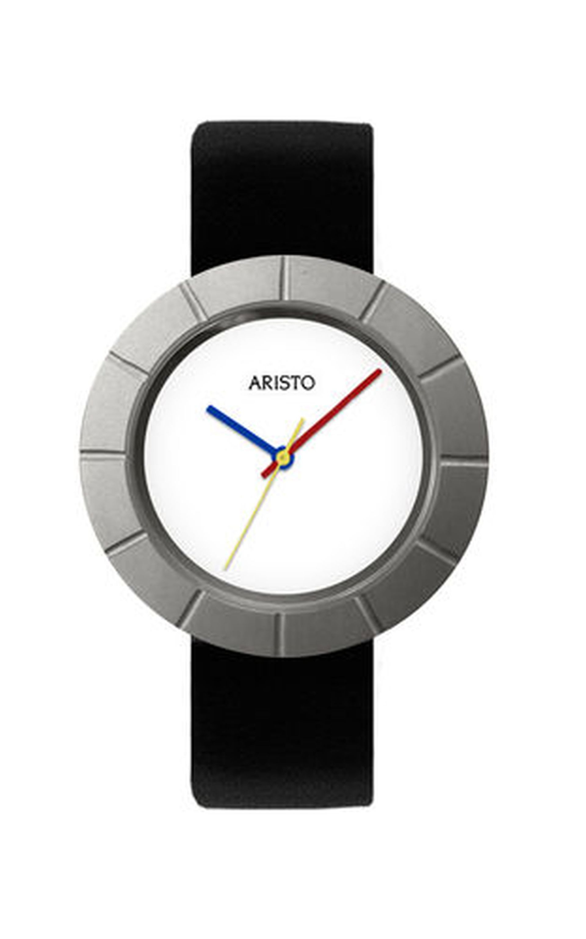 ARISTO Quarzuhr 5D103-1, Bauhaus - Titan-Armbanduhr mit klassischem weißem Zifferblatt, Schwarzes Lederarmband - silberfarbene Dornschließe - Made in Germany