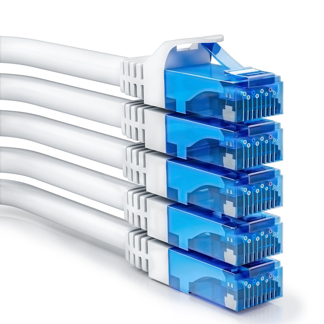 deleyCON deleyCON 5x 0,25m CAT6 Patchkabel Netzwerkkabel Gigabit LAN U/UTP LAN-Kabel