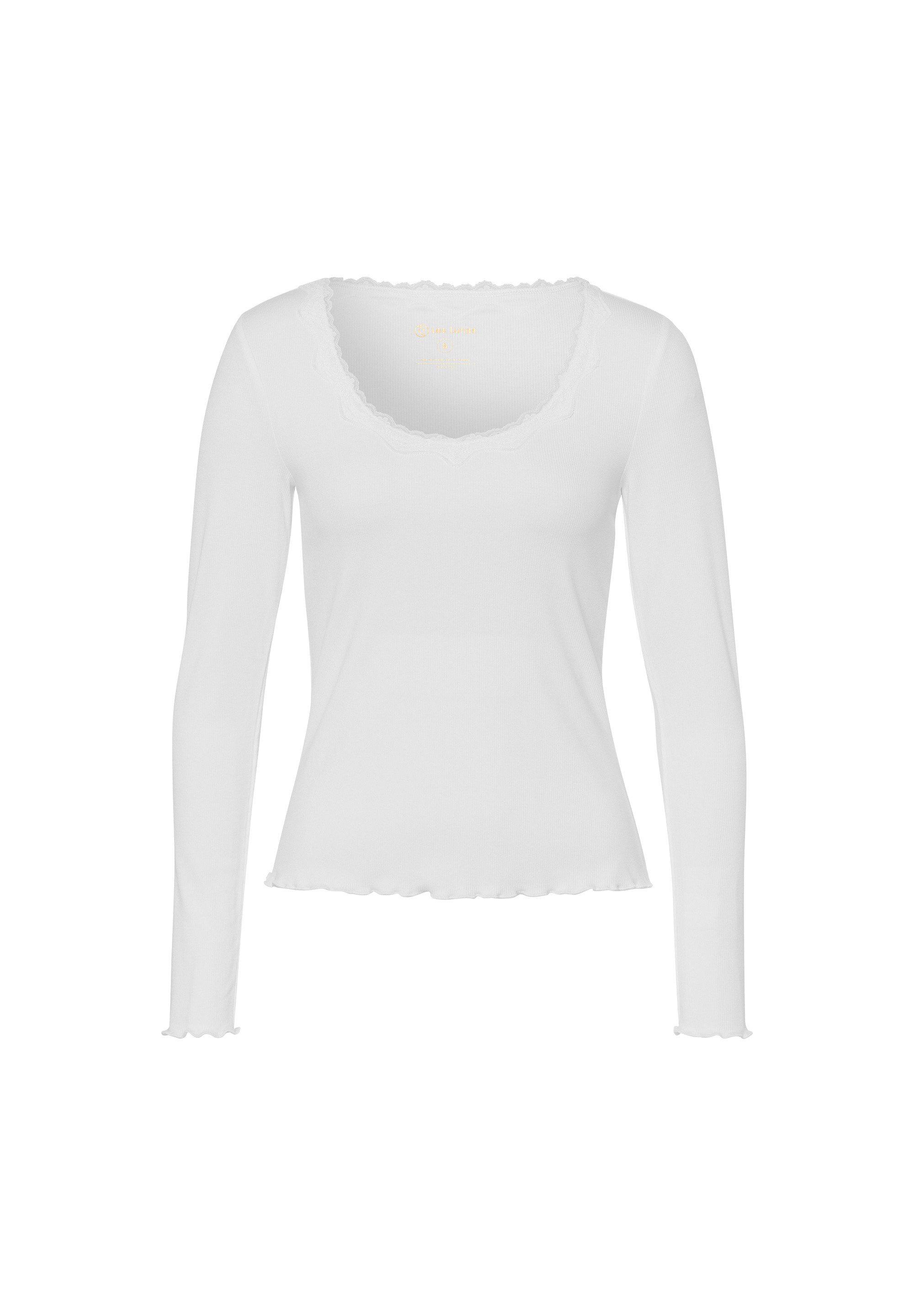 Les Lunes Langarmshirt Maala feminines Design, Ausschnitt mit Spitzenbesatz günstig online kaufen