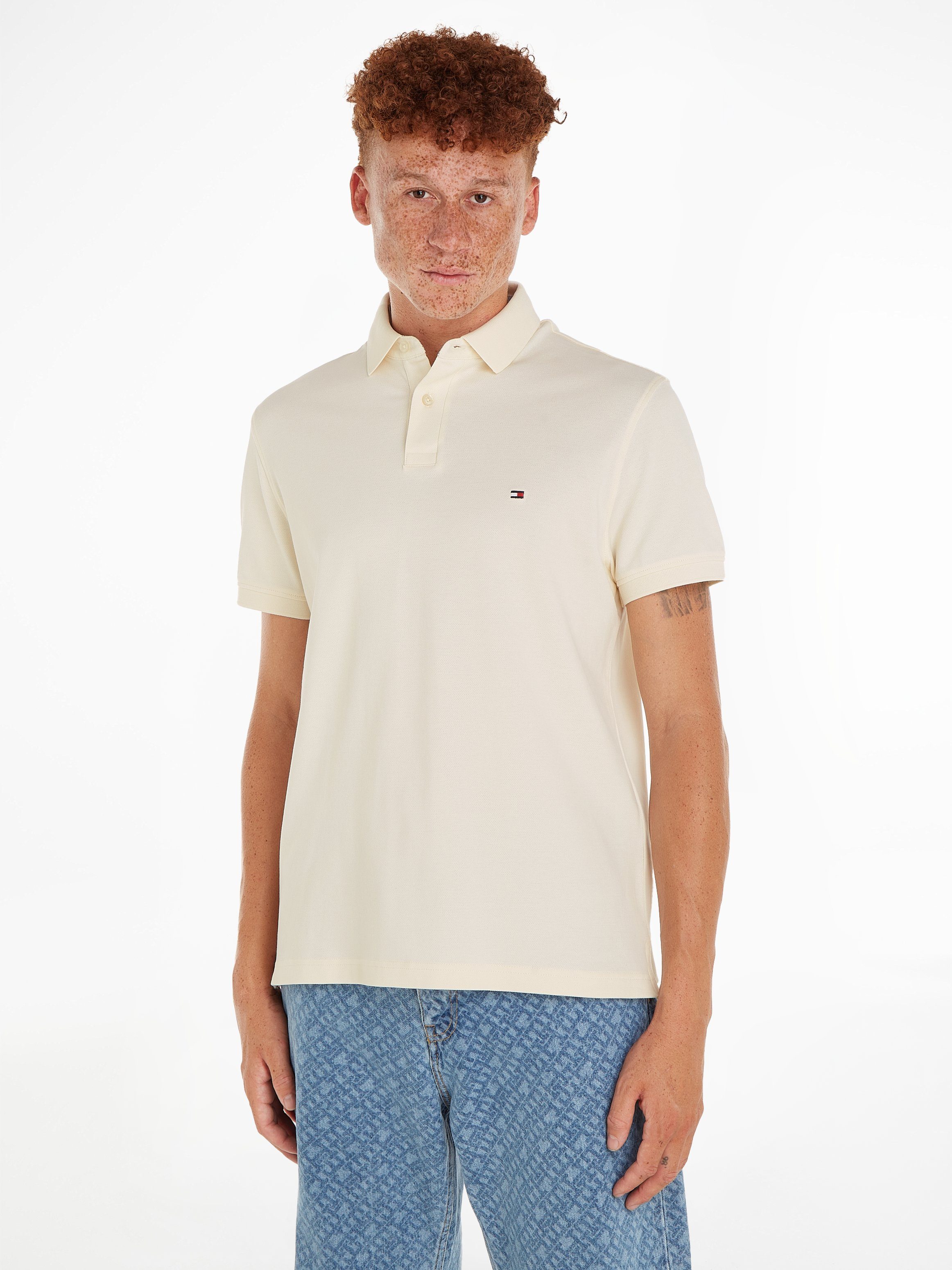 Tommy Hilfiger innen am Kragen 1985 Calico REGULAR Poloshirt Tommy Kontraststreifen mit POLO Hilfiger