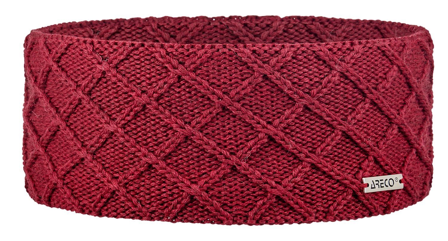 rot Stirnband innen 450 Areco Fleeceband Gitter-Muster Stirnband