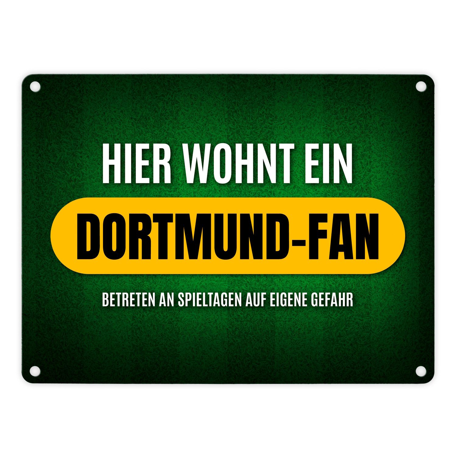 speecheese Metallschild Hier wohnt ein Dortmund Fan Metallschild mit Rasen Motiv Fußball