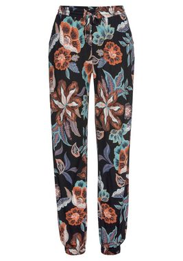 Vivance Jerseyhose mit großem Blumendruck und Taschen, Jerseyhose, elastisch